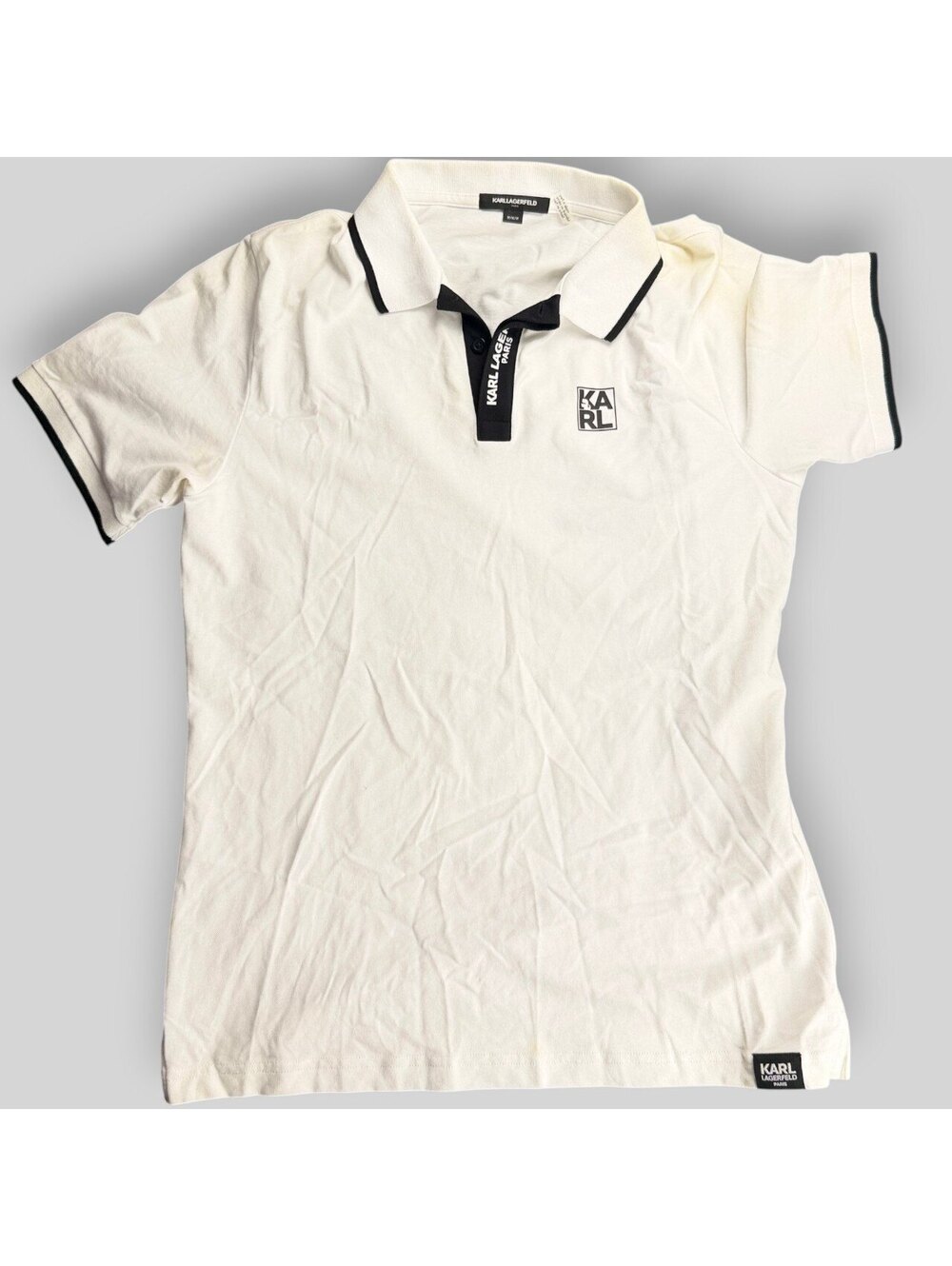 Karl Lagerfeld Paris Zip Collar Polo Shirt White Medium